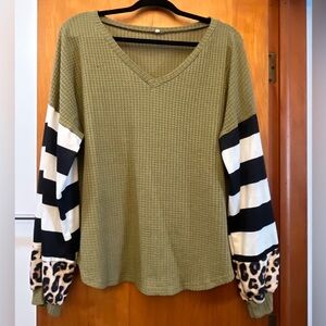 Olive Green Knit Sweater - XL